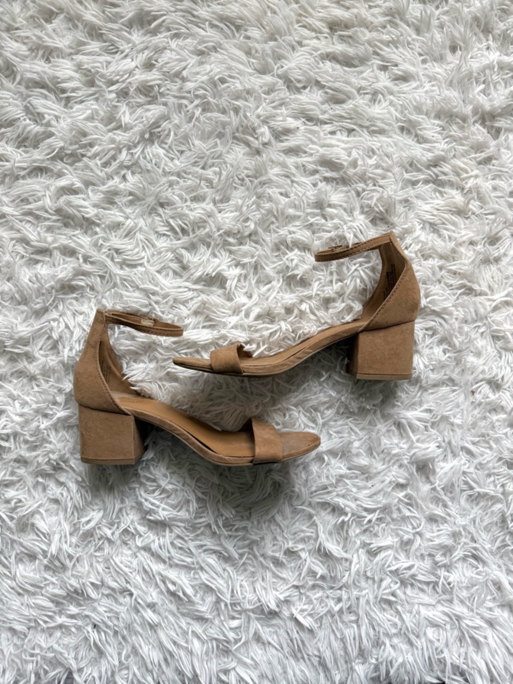 Candie's Tan Block Heel Ankle Strap Sandals